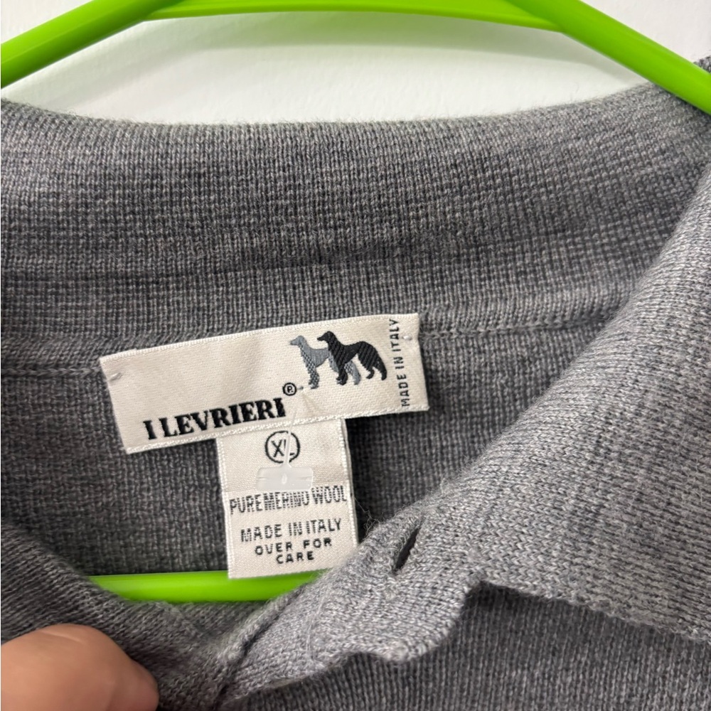 I LEVRIERI Merino Wool Gray Collared Sweater - Picture 7 of 7